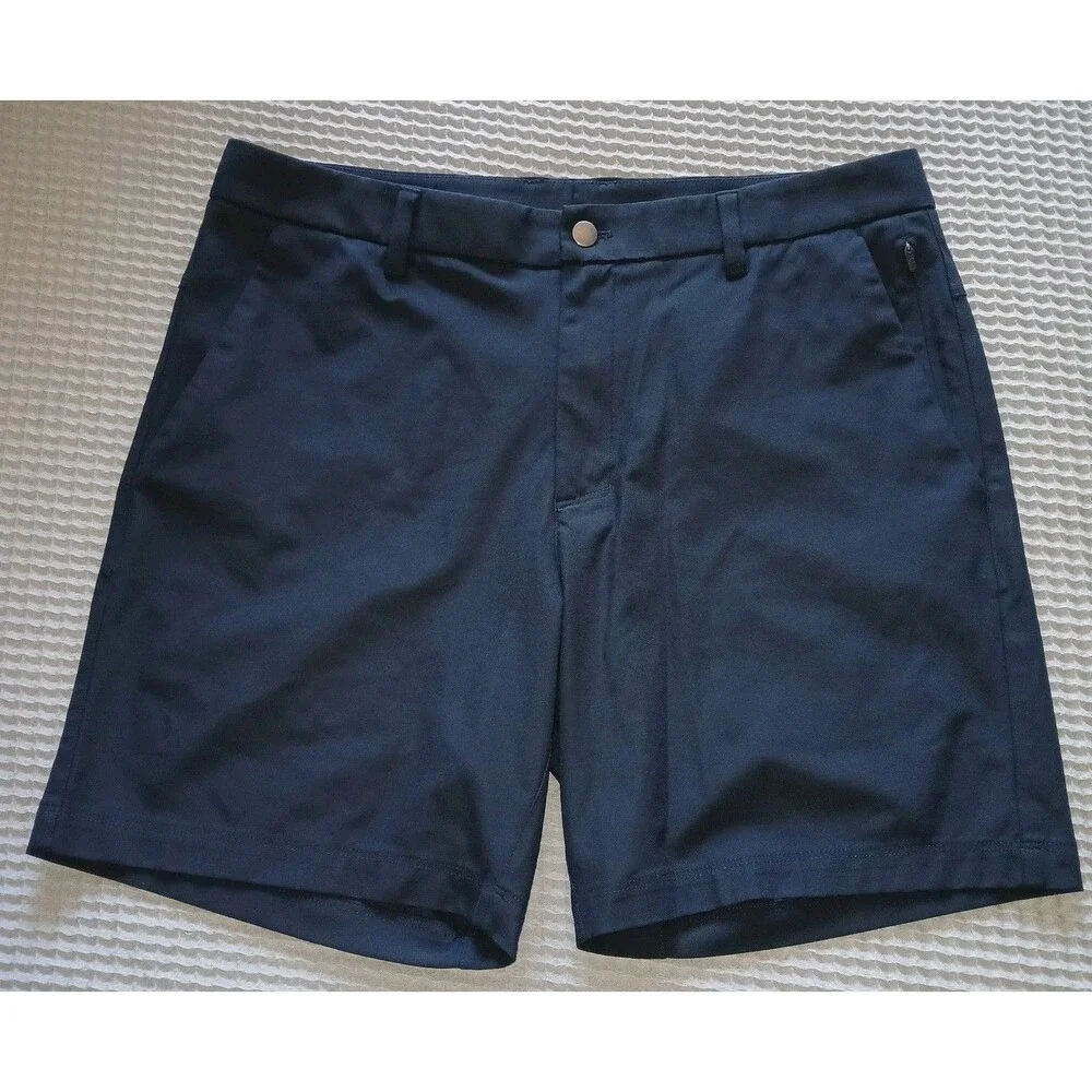 CRZ YOGA Womens L 34W  Minimalist Casual Career Zip Navy Blue Athletic Shorts